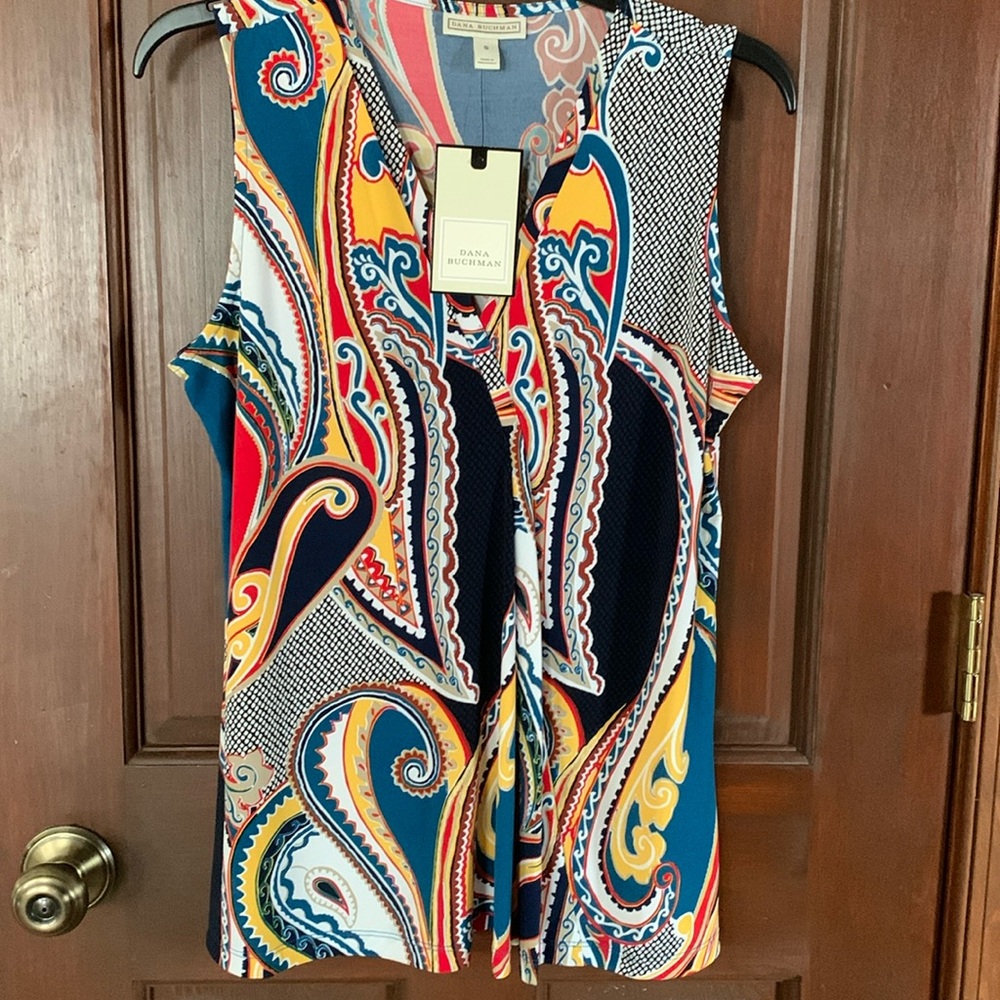 Dana Buchman Multicolor Paisley Tank Top - Blue, Yellow, Red